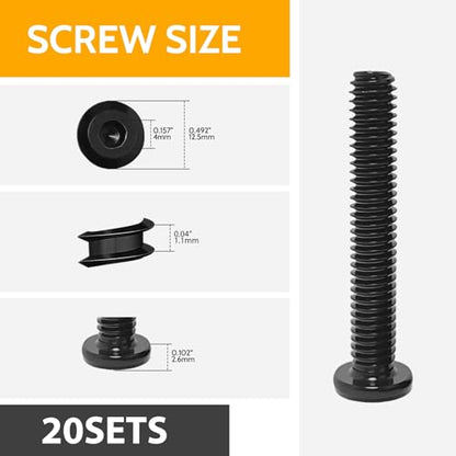 1/4-20 Bolt, 1/4-20 x 1-3/4" (20 Pcs) Flat Head Hex Socket Cap Screws Bolts, Black Oxide 304 Stainless Steel 18-8 Furniture Bolts, Fully Threaded Machine Thread, Bright Finish with Hex Spanner - size: 1/4-20 x 1-3/4" (20 Pack)
