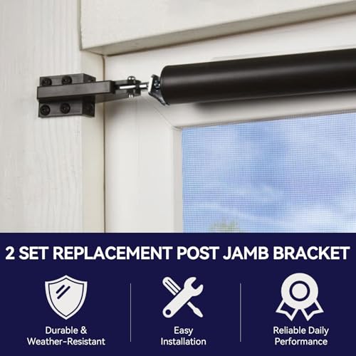 2 Pack N349-324 Screen Door Jamb Bracket for Door Closer Plastic Hardware Replacement Post Jamb Bracket for Screen/Storm Door Closer Bracket Repair Kit for Use with V1709 & V1346 Door Closers Black