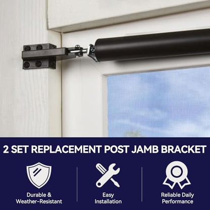 2 Pack N349-324 Screen Door Jamb Bracket for Door Closer Plastic Hardware Replacement Post Jamb Bracket for Screen/Storm Door Closer Bracket Repair Kit for Use with V1709 & V1346 Door Closers Black