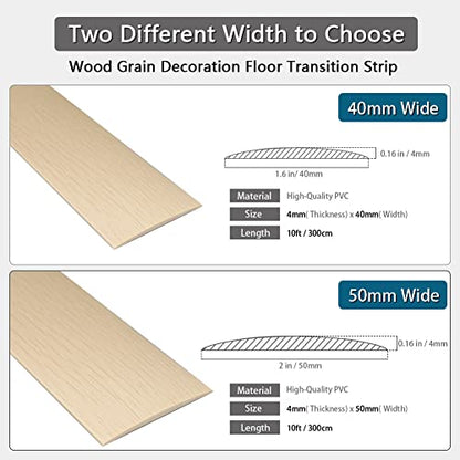LSGCQ Vinyl Floor Transition Strip Self Adhesive 2" Wide, Wood Grain - color: Maple Wood Grain, size: 5cm, 10FT
