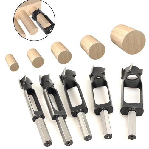 5pcs Wood Tenon Maker Dowel Pocket Hole Plug Cutter, Woodworking Drill Bit, Suiatble for Making 3/8" 1/2" 5/8" 3/4" 1" - size: 5PCS Wood Plug Cutter