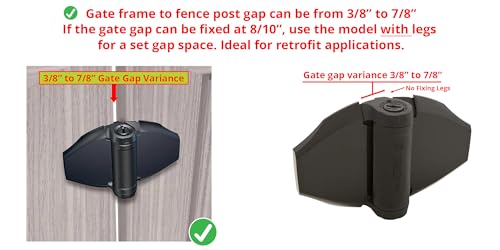 D&D TCA3S3BTS TruClose Gate Hinge Wood, Vinyl Square Gates, Black, 2 pcs - size: Adjustable gate gap: 3/8”–7/8” gate frame to post