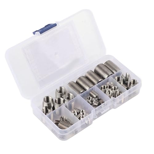 50 Pcs Threaded Inserts, Stainless Steel Inner Thread, self Tapping Insert Set with Storage Box, M3/M4/M5/M6/M8/M10/M12/M14/M16
