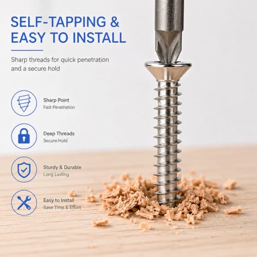 Self Tapping Screws 345Pcs Flat Head Phillips Wood Self Drilling Screws