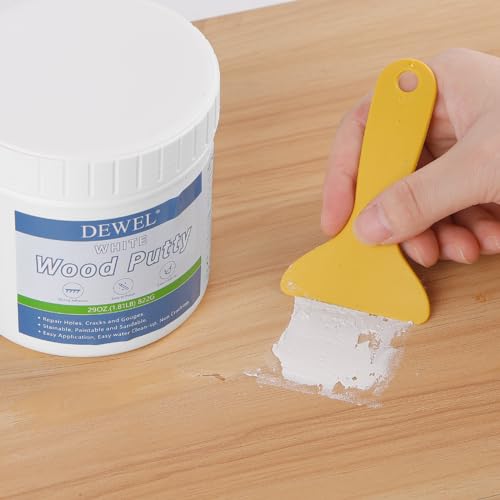 DEWEL Wood Putty, 29 Ounce White, High-Capacity Wood Filler Paintable, Stainable, Sandable, Non-Toxic, Waterproof, Furniture Repair Kit - size: 29 Ounce