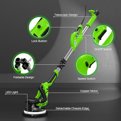 Drywall Sander, 8-Amp Drywall Sander with Vacuum Dust Collector,Light Green - color: Light Green