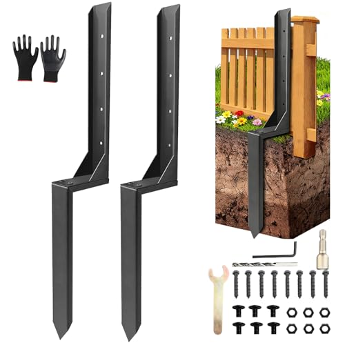 Fence Post Repair Kit,Heavy Duty Fence Post Anchor Stakes (Black-2 Pack) - color: Black-2 Pack