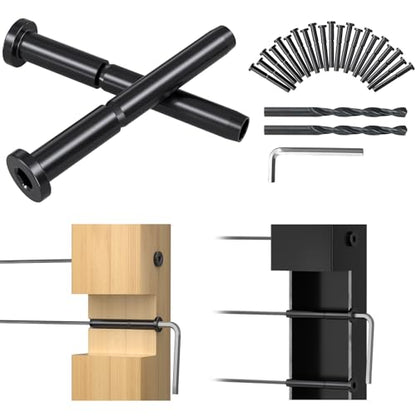 10 Pack 1/8" Invisible Cable Railing Kit,Stainless Swage Tensioner Black