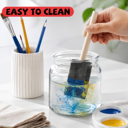 Mister Rui 1.5" Sponge Brushes 24 Pk – Bulk Foam Applicators for Classrooms