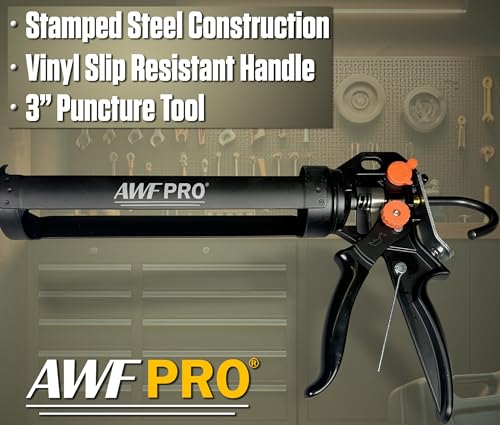 AWF PRO 10 oz Dual Thrust Caulk Gun, 25:1 or 12:1 Thrust Ratio - size: 10 oz, style: Pack of 1