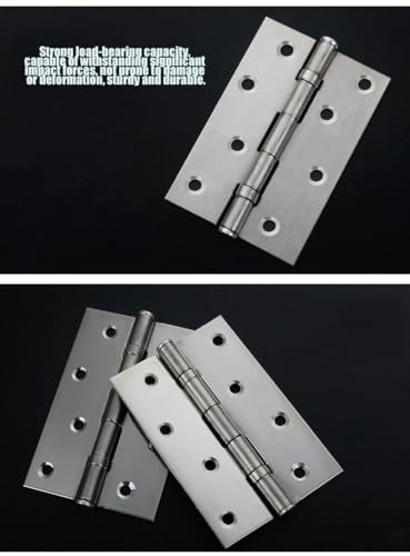 LAFULER 6 PCS 3.5×2.4 inch（88×58MM） 304 Stainless Steel Silver Silent Bearing Door Hinge, Suitable for Doors and Windows, Furniture, Wooden Crates, Pet Houses, Cabinets,with Screws - size: 3.5×2.4in(Silver)