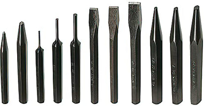 Mayhew Pro 61411 Punch and Chisel Set, 11-Piece - color: Black Oxide Finish, size: 11-Piece