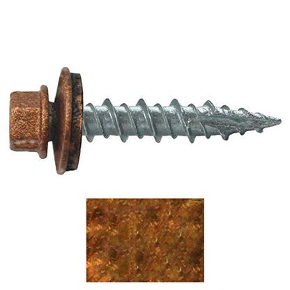 10 x 1 Copper Metal Roofing Screws - Hex Washer Head- Self-Starting/Tapping - EPDM Washer. 1 Bag - 250 Screws - color: COPPER, size: 1"