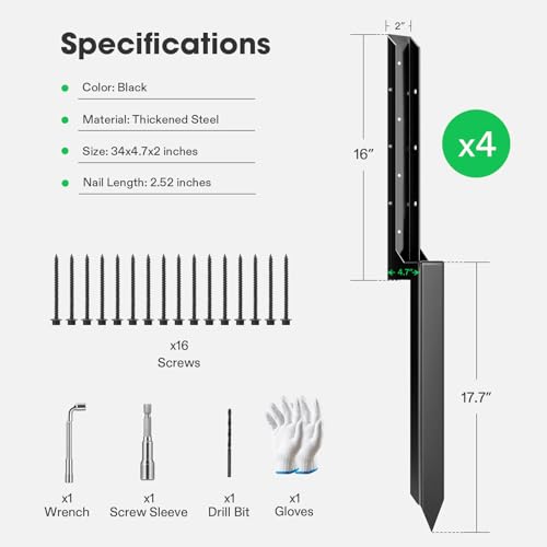 VIVOSUN 6 Pack Fence Post Repair Kit