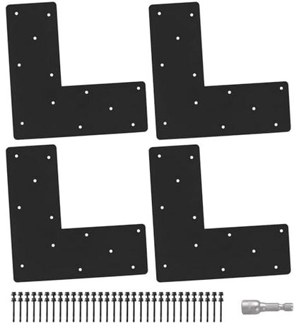 4 Pcs L Shape Flat Bracket. 13.2"x 13.2"x 5" Mending Plate, Heavy Duty Right Angle Brackets, Corner Bracket, L Shape Plate Fit 4x4,6x6 for Repair House,Furniture,Pavilion,Truss framing - style: L Shape(13.2"x13.2"x5")