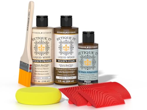 Retique It Wood Finished Kit - Go Beyond Faux Wood with Wood'n Stain (1. Mantel, 50 Dark Pecan) - color: 50 Pecan, style: 1. Mantel