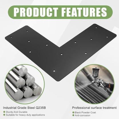 4 Pcs 12"x 5" L Shape Flat Brackets|Thickness 0.12" Mending Plates| - size: 6"x 6"