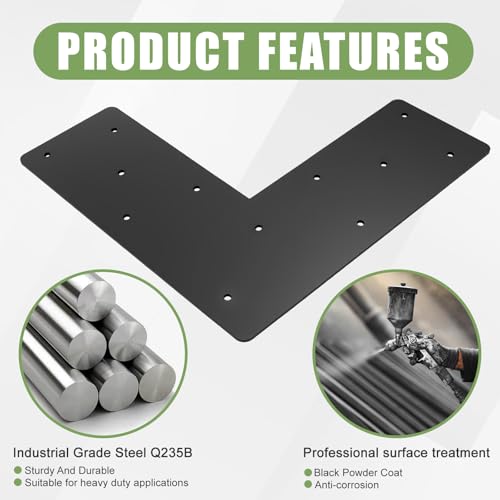 4 Pcs 12"x 5" L Shape Flat Brackets|Thickness 0.12" Mending Plates| - size: 6"x 6"