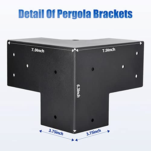 4 Pcs 4"x 4" Pergola Brackets(Actual Fit :3.6"x3.6") Post - size: 3-Way 4x4 Inch