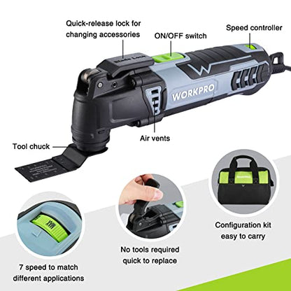 WORKPRO 3.0 Amp Corded Oscillating Multi-Tool Kit - size: Corded 300 W