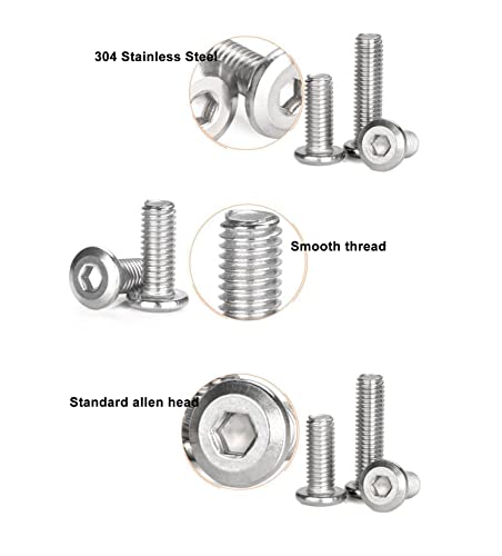 cSeao 30pcs M6 x 15mm Flat Socket Cap Allen Bolts Rivet Screws Furniture Connecting 304 Stainless Steel - size: M6x15mm 30pcs, style: Socket Cap