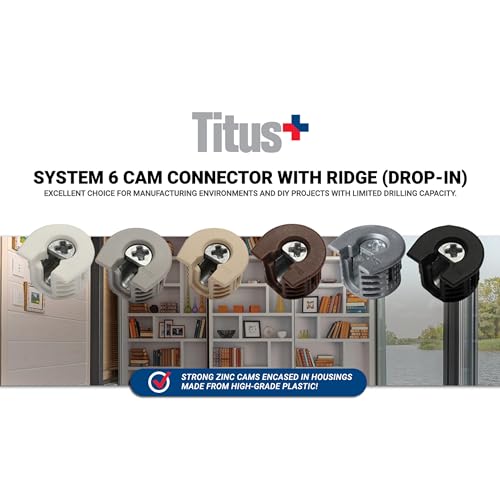 Titus 100 Pack System 6 Cam Connector for 19mm Panel, White Finish, Non-Outrigger, R011WHT - size: 100 Pack, style: White Finish