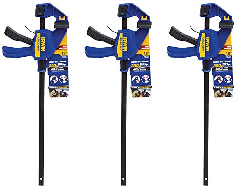IRWIN QUICK-GRIP One-Handed Bar Clamp, Medium-Duty, 18", 3 Pack, 1964719
