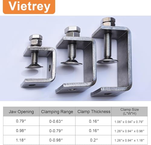 Stainless Steel C Clamps, Mini Tiger Clamp Set for Mounting, Heavy Duty Metal U Clamps, Small Desk G-Clamp with 1.57 Inch Stable Wide Jaw Opening for Metal Working Woodworking Welding Building (4pcs) - size: 1.57 in / 40mm (4 Pcs)