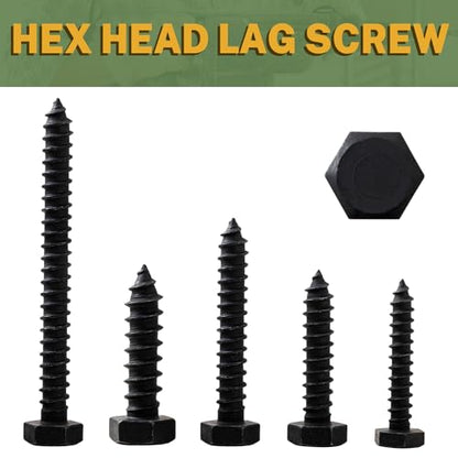 LIONMAX 30-PCS Lag Bolts, 5/16" x 1-1/2" Stainless Steel Black Lag Screws - size: 5/16" x 1-1/2"