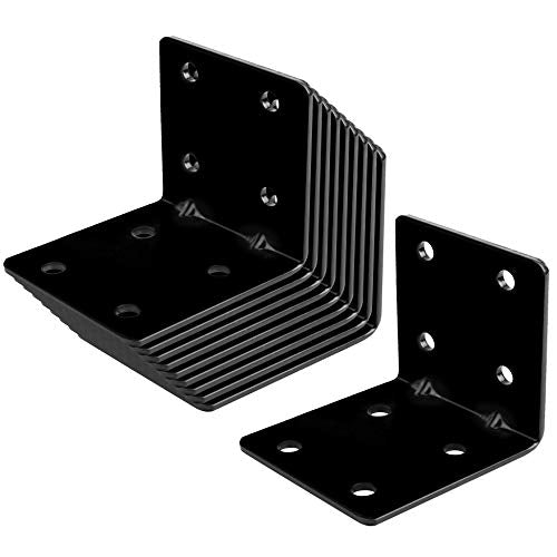 10 PCS 2-3/4" Black L Reinforced Angle Bracket, Corner Brace - size: 2-3/4"x2-3/4"x2-1/2"