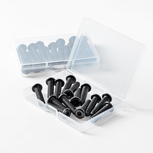 M5 x 10mm (25 Pack) Metric Flat Head Hex Socket Cap Screws Bolts, Black Oxide 304 Stainless Steel 18-8, Hex Drive, Bright Finish Fully Machine Thread - size: M5 x 10