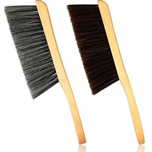 Patelai 2 Pcs Wooden Bench Brushes Fireplace Brush, Gray, Brown - color: Gray, Brown