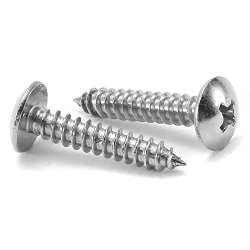 #10 x 1 Wood Screw 100Pcs Truss Head Phillips 18-8 (304) Stainless Steel Fast Self Tapping Screws by SG TZH - size: #10 x 1"