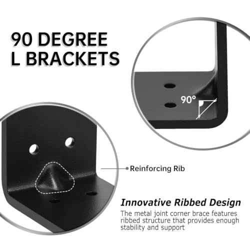 4 PCS Heavy Duty Steel Corner Brackets, 3"x3"x2" 90 Degree L Right Angle Bracket, DIY L Shelf Brackets, Metal Joint Timber Connector Support for Wood Shelves, Furniture - size: 3x3x2in