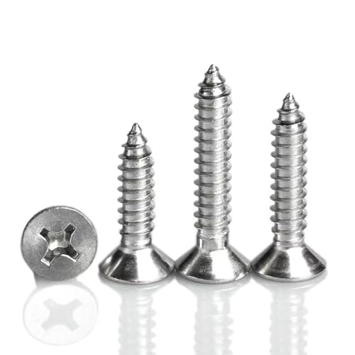 M2 x 8mm Flat Head Wood Self Tapping,Sheet Metal Screws,Phillips Drive Countersunk Wood Screws,304 Stainless Steel （A2-70,GB846,Plain Finish，100 Pcs - size: M2 x 8mm（100 Pcs）