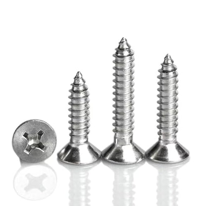 M2 x 8mm Flat Head Wood Self Tapping,Sheet Metal Screws,Phillips Drive Countersunk Wood Screws,304 Stainless Steel （A2-70,GB846,Plain Finish，100 Pcs - size: M2 x 8mm（100 Pcs）
