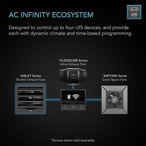 AC Infinity AIRLIFT T14 Shutter Exhaust Fan 14" with Environment Controller - size: 14-Inch, Smart Controller