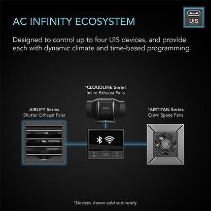 AC Infinity AIRLIFT T14 Shutter Exhaust Fan 14" with Environment Controller - size: 14-Inch, Smart Controller