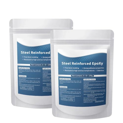 Steel Reinforced Epoxy Putty - Strong Clay Iron Adhesive, 2-Pack, Each 100g