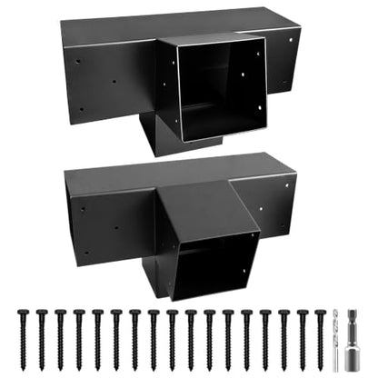 4-Way Pergola DIY Bracket,135° Up and 45° Down Slant Angle Brackets for 6" x 6"(Actual:5.5" x 5.5") Wood Post to Beams,Heavy Duty Roof Brackets for Outdoor Pavilion,Proch,Log Cabin(4pack)