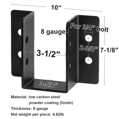 2 PCS 4x8 Face Mount Joist Hanger, Heavy Duty Wall Bracket