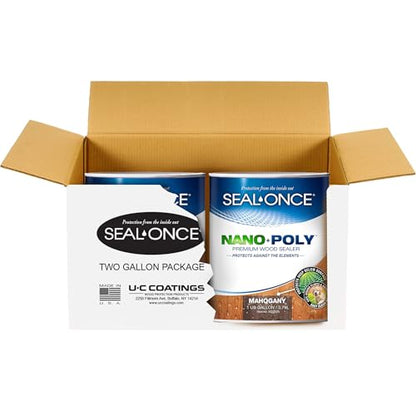 SEAL-ONCE Nano+Poly Wood Sealer and Waterproofer, Mahogany, 2 Gallon - color: Mahogany, size: 2 Gallon