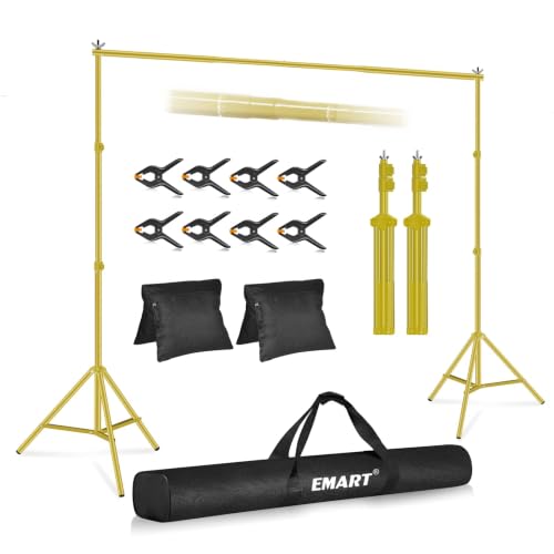 EMART Backdrop Stand 10x7FT Adjustable Back Drop Stand for Party -Gold - color: Titanium Gold, size: 10x7ft