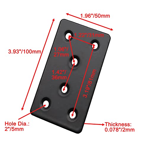 4 PCS Mending Plate Flat Bracket 100x50 mm Heavy Duty Metal Brace Steel Straight Brackets Repair Plate Fixing Bracket for Wood Shelf Cabinet Furniture