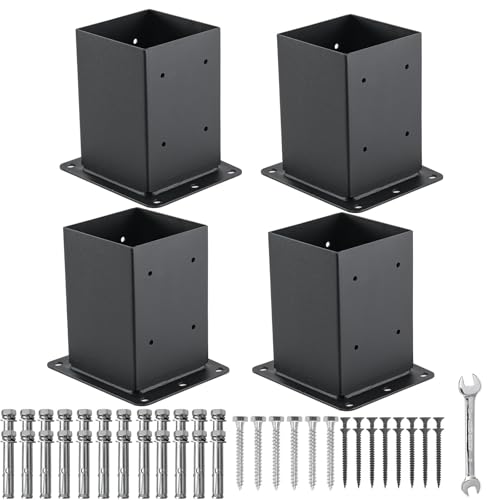 4 Pcs 4"x 4" Post Base (Inner Size 3.6"x3.6") for Pergola| - size: 4 Pcs, style: 4“x4"