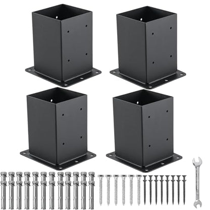 4 Pcs 4"x 4" Post Base (Inner Size 3.6"x3.6") for Pergola| - size: 4 Pcs, style: 4“x4"