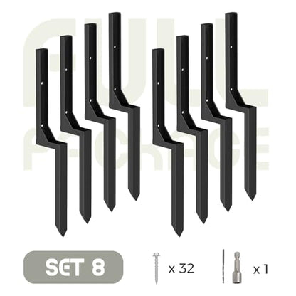 Fence Post Repair Kit, Heavy Duty Steel Ground Anchor Spike, 8-Pack