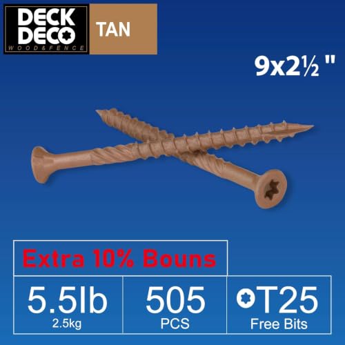 DECK DECOWood Screws#9 x 2-1/2"Exterior Deck Screws505pcs(approx)5.5 lb/Box - size: #9x2-1/2"