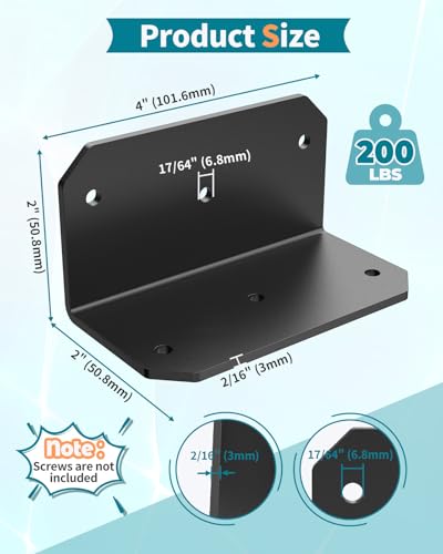 4 Inch L Bracket Corner Brace, 90 Degree Angle Iron, Black 16Pcs - color: Black-16PCS