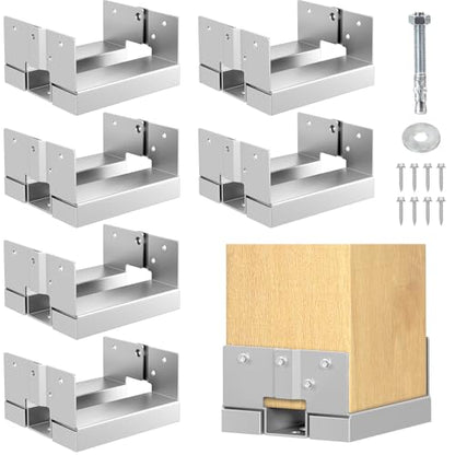 6-Pack 6x6 Deck Post Base for Concrete Galvanized Wood Beam Anchor - size: 6Pcs-6IN, style: Galvanized